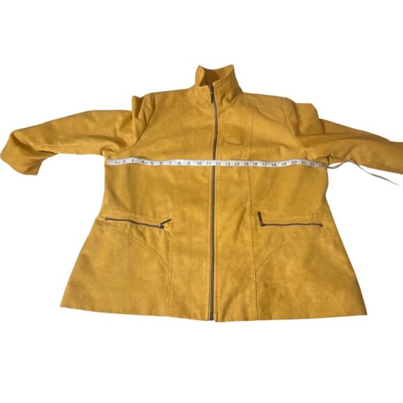 Allison Daley Womens Yellow Faux Suede Zip Jacket With Pockets Size 16 - Picture 4 of 10